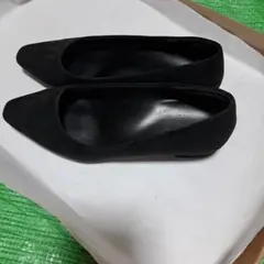 レディース　パンプス　ブラック　黒　スウェード風　24.5cm