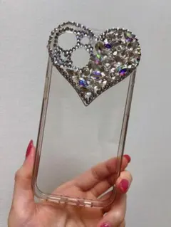 新品iPhone14ケース　ハート型　ラインストーン　キラキラ　クリアケース