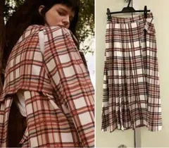 【rokh】チェック フロント プリーツ レイヤー デザイン ロング スカート