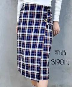 値下げ不可　フロント釦チェックタイトスカート