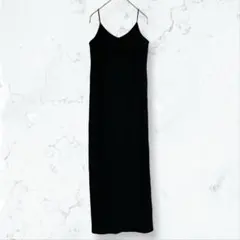 a3381 グレイル ロングワンピース キャミワンピ 黒 M カップ付 無地