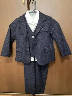 100cmネイビー チェック柄 フォーマルスーツ