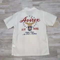 ★超メルカリ市★AVIREX リネン 刺繍半袖 オープンカラーシャツ Fのサムネイル