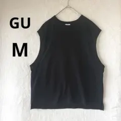 GU メンズ M ノースリーブ Tシャツ オーバーサイズ カットソー ブラックのサムネイル
