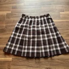 EAST BOY イーストボーイ プリーツスカート ブラウンチェック M ウール