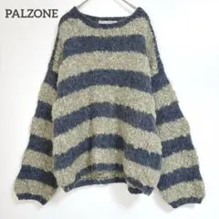 PALZONE ニット　セーター　ネイビー　フリーサイズ　ボーダー　長袖
