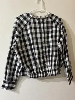 チェック柄長袖シャツ ブラック・ホワイト