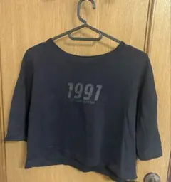 クロップド丈 半袖 Tシャツ ブラックのサムネイル
