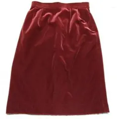 バーガンディ ベルベット タイトスカート ひざ丈 日本製 ワインレッド