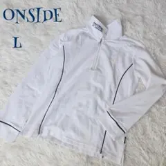 ONSIDE BY PERSONS】スタンドカラー ジップアップ カットソー Lのサムネイル