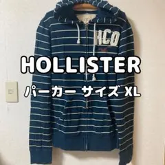 HOLLISTER パーカー サイズXL ボーダー ネイビー