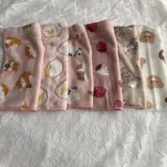 ふわふわ　動物柄　6枚セット　おりこうエプロン　タオルエプロン　保育園　入園