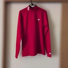 アディダスゴルフ　メンズ　長袖 モックネックシャツ　Ｌサイズ　レッド