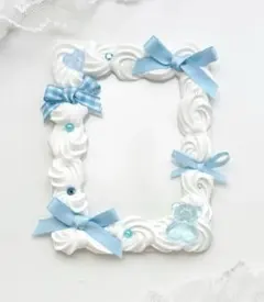 ホイップデコ　B8硬質トレカケース　ホワイト　水色　テディベア