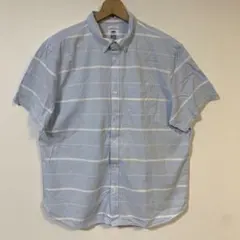 OLD NAVY 半袖 ボタンダウンシャツ XXL 水色 ホワイトボーダーのサムネイル