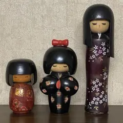【美品 3体セット】郷野清風 創作こけし やよい 銘木欅製 伝統工芸 民芸 美品 3体セット】郷野清風 創作こけし やよい 銘木欅製 伝統工芸 民芸