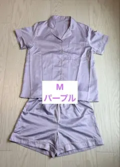 GU サテンパジャマ M 半袖 ショートパンツ パープル