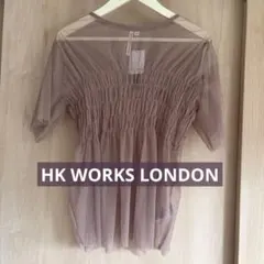 HK WORKS LONDON チュール素材　シャーリングトップス 半袖　Mのサムネイル