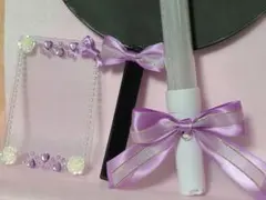 推しグッズハンドメイド　キンブレ　ペンライト　うちわ　硬化ケースデコ　リボン