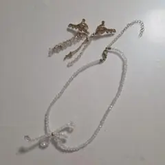 ビーズネックレス イヤリングセット