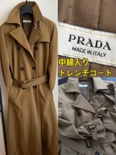 PRADA プラダ ロングトレンチコート 中綿入り　キャメル色のサムネイル