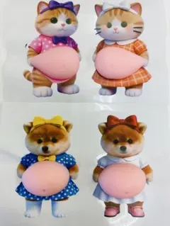 女の子 3D猫&柴犬お腹ぷにぷにシール 可愛い スクイーズ もっちり 肉球 女子