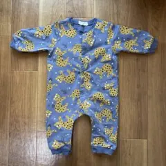 ベビー ロンパース カバーオール ヒョウ柄 ブルー 長袖