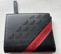 EMPORIO ARMANI 二つ折り財布 ブラック レッドのサムネイル