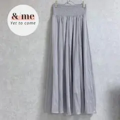 美品　エレンカーレデュエ　シフォンロングスカート　ウエストシャーリング　グレー