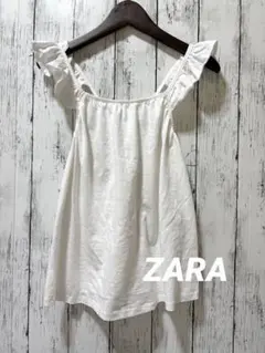 ZARA ザラ　152cm フリルキャミソール　白　フリルのサムネイル