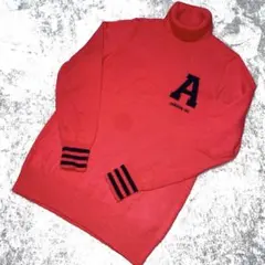 【adidas 】タートルネックセーター 　赤　ピンク　ウール混
