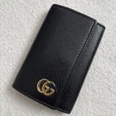 GUCCI グッチ キーケース 6連 GGロゴ ブラック レザー ゴールド金具