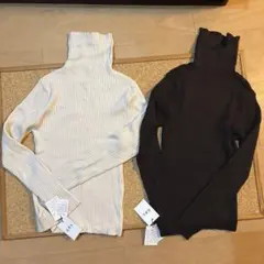 GRL リブニット セーター オフホワイト ブラウン 2点セット