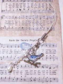 【小鳥】うちの子ビーズストラップ:ブルー