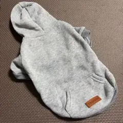 フード付きグレー犬服 スウェット生地　裏起毛