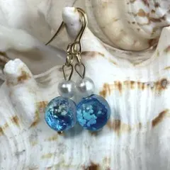 沖縄蛍ガラスハンドメイドピアス679
