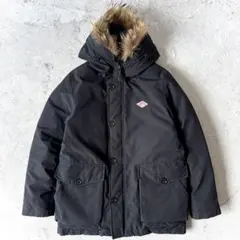 美品 ダントン ラクーンファー 40→メンズL タッサー ダウンジャケット 黒