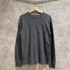 〇送料無料 USA古着 ラルフローレン クルーネック サーマル ワンポイント刺繍