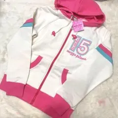 メゾピアノ　ベリエちゃんパーカー 150 ホワイト/ピンク　新品タグ付　希少