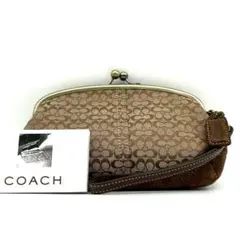 COACH Kiss Lock Wristlet Pouch Suede