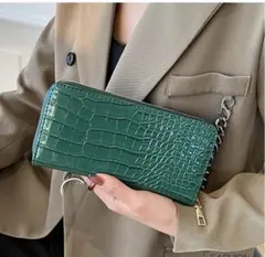 クロコダイル風 長財布 グリーン