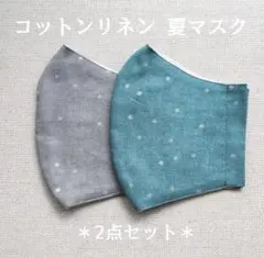 SALE❗115星柄コットンリネンのインナーマスク2点セット~ブルー٠グレー~