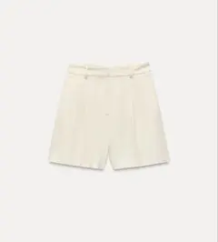 zara ハイウエスト リネン バミューダショーツ