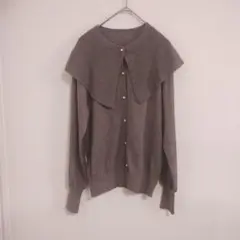 シップス　ブラウン ショールカラー ニットカーディガン