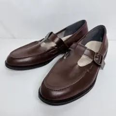 美品　H.E.P ティーストラップ　フラットシューズ　ブラウン　23.5