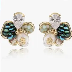 フラワーピアス ジルコニア 金属アレルギー対応可愛い おまけ付き