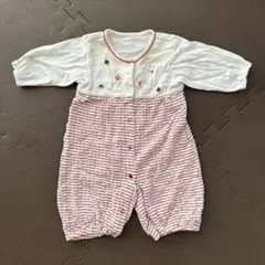 familiar ウサギとクマと果物の刺繍入り ベビー カバーオール ロンパースのサムネイル