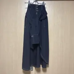 【美品　M】REDYAZEL シャツ結びフレアスカート　ネイビー