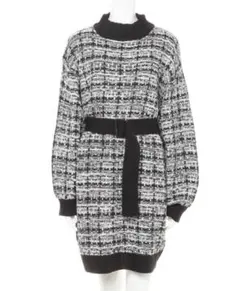 INGNI　イング　ツイードニットワンピース　チェック　ベルト　М