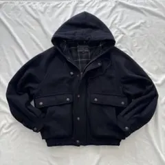 90’s vintage ウールブルゾン ネイビー 短丈 フード アメカジ